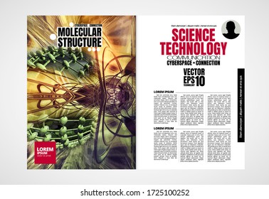Modern vector templates for brochure, magazine, flyer, booklet with technology concept in background