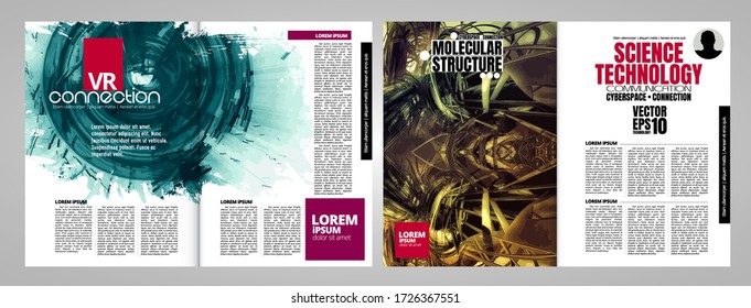 Modern vector templates for brochure, magazine, flyer, booklet with technology concept in background