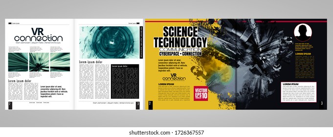 Modern vector templates for brochure, magazine, flyer, booklet with technology concept in background