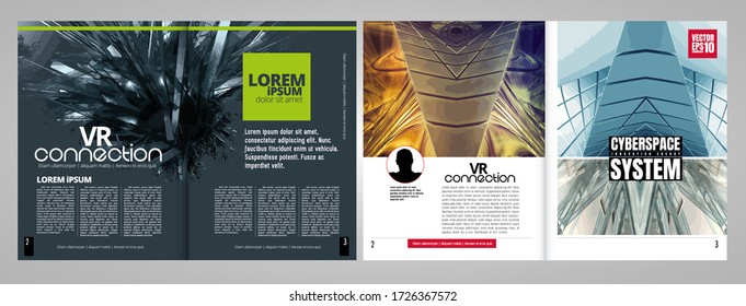 Modern vector templates for brochure, magazine, flyer, booklet with technology concept in background