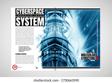 Moderne Vektor-Vorlagen für Broschüren, Zeitschriften, Flyer, Broschüren, Broschüren mit Technologiekonzept im Hintergrund