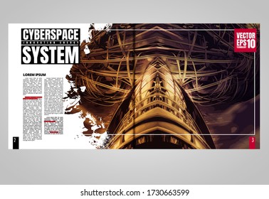 Modern vector templates for brochure, magazine, flyer, booklet with technology concept in background
