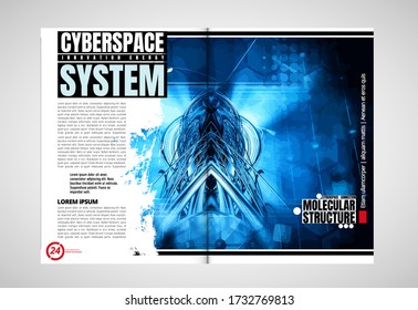 Modern vector templates for brochure, magazine, flyer, booklet with technology concept in background