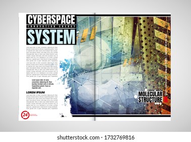 Modern vector templates for brochure, magazine, flyer, booklet with technology concept in background