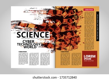 Modern vector templates for brochure, magazine, flyer, booklet with technology concept in background
