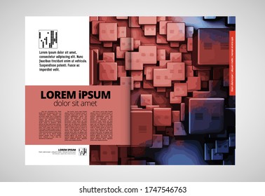 Modern vector templates for brochure, magazine, flyer, booklet with 3D rendering technology concept