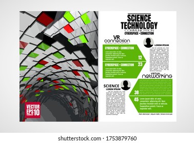Modern vector templates for brochure, magazine, flyer, booklet with 3D rendering technology concept