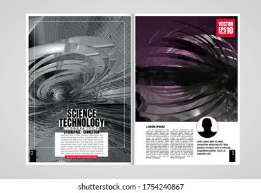 Modern vector templates for brochure, magazine, flyer, booklet with 3D rendering technology concept