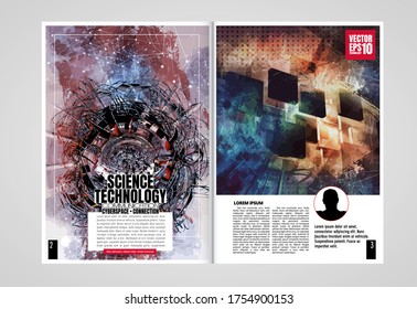 Modern vector templates for brochure, magazine, flyer, booklet with 3D rendering background