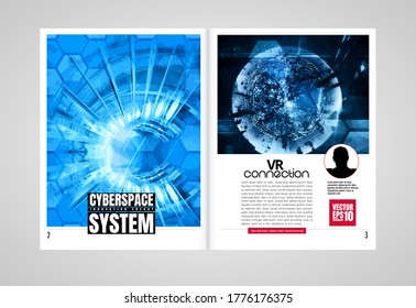 Modern vector templates for brochure, magazine, flyer, booklet with 3D rendering technology concept