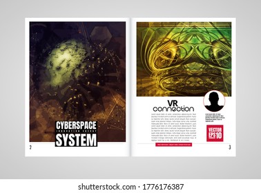 Modern vector templates for brochure, magazine, flyer, booklet with 3D rendering technology concept