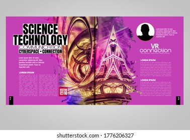Modern vector templates for brochure, magazine, flyer, booklet with 3D rendering background