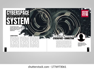 Modern vector templates for brochure, magazine, flyer, booklet with 3D illustration technology concept