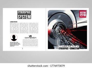 Plantillas vectoriales modernas para folletos, revistas, volantes, folletos con concepto de tecnología de ilustración 3D