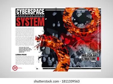 Modern vector templates for brochure, magazine, flyer, booklet with technology concept in background