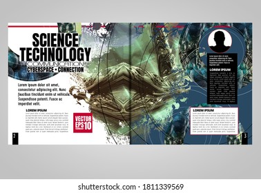 Modern vector templates for brochure, magazine, flyer, booklet with technology concept in background
