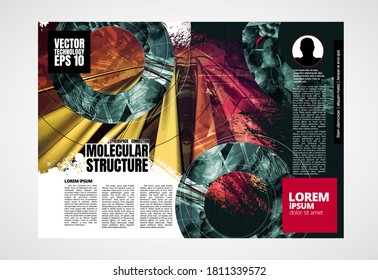 Modern vector templates for brochure, magazine, flyer, booklet with technology concept in background