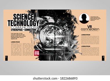 Modern vector templates for brochure, magazine, flyer, booklet with technology concept in background