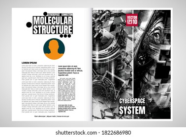 Modern vector templates for brochure, magazine, flyer, booklet with technology concept in background
