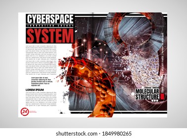 Modern vector templates for brochure, magazine, flyer, booklet with technology concept in background