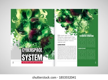 Modern vector templates for brochure, magazine, flyer, booklet with technology concept in background