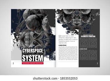 Moderne Vektorvorlagen für Broschüren, Magazine, Flyer, Broschüren mit Technologiekonzept im Hintergrund