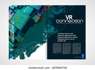 Modern vector templates for brochure, magazine, flyer, booklet with technology concept in background