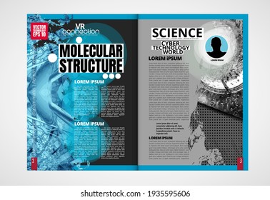 Plantillas vectoriales modernas para folletos, revistas, volantes, folletos con el concepto de tecnología en segundo plano