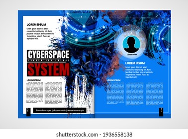Plantillas vectoriales modernas para folletos, revistas, volantes, folletos con el concepto de tecnología en segundo plano