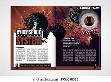 Modern vector templates for brochure, magazine, flyer, booklet with technology concept in background