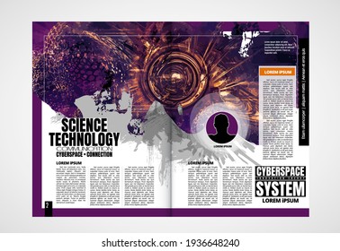 Modern vector templates for brochure, magazine, flyer, booklet with technology concept in background