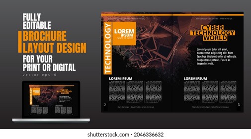Modern vector templates for brochure, magazine, flyer, booklet with technology concept in background