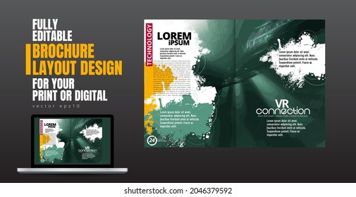Modern vector templates for brochure, magazine, flyer, booklet with technology concept in background