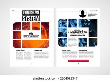 Modern vector templates for brochure, magazine, flyer, booklet with technology concept in background
