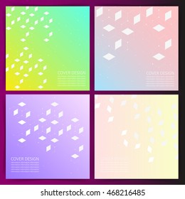 Modern vector templates for cover design. Square. Abstract colorful geometric elements with connected points. Universal cover design solution. Gradient background