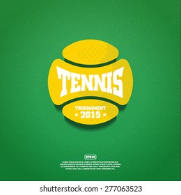 Modern Vector Tennis Ball Tournament Logo On Grass Texture