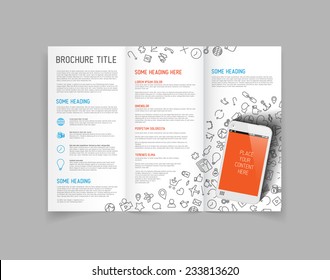 Modern Vector three fold brochure / leaflet / flyer design template with smartphone