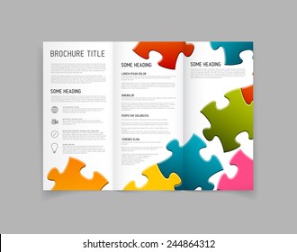 Modern Vector three fold brochure / leaflet / flyer design template with puzzle pieces