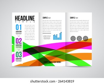 Modern Vector three fold brochure, leaflet, flyer design template for business