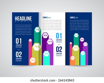 Modern Vector three fold brochure, leaflet, flyer design template for business