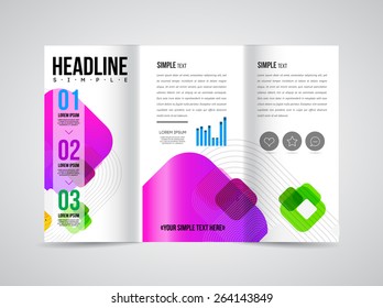 Modern Vector three fold brochure, leaflet, flyer design template for business