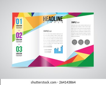 Modern Vector three fold brochure, leaflet, flyer design template for business