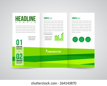 Modern Vector three fold brochure, leaflet, flyer design template for business