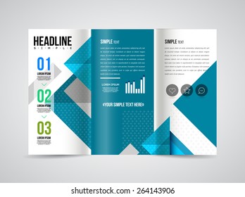 Modern Vector three fold brochure, leaflet, flyer design template for business