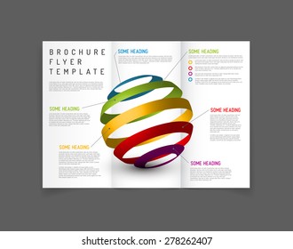 Modern Vector three fold brochure / leaflet / flyer design template with graphs and charts