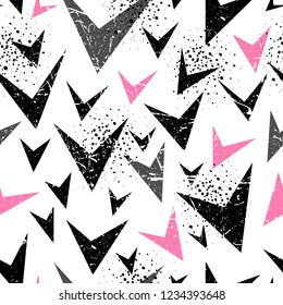 Modern vector tick pattern, vector seamless angle pattern, grunge background