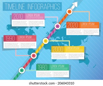 Modern Vector Timeline Infographics. Flat Design Concept Infographics Template Isolated on Stylish Gradient Background.