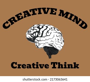 Modern Vector Tshirt Design, Brain Artwork Tshirt Design, Creative Mind Creative Think,