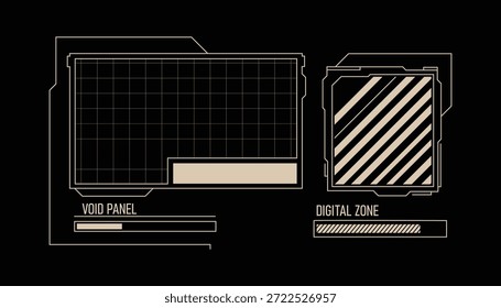 Ui de Vector moderno para juegos o aplicaciones de ciencia ficción, incluida la zona digital del panel vacío y las barras de progreso