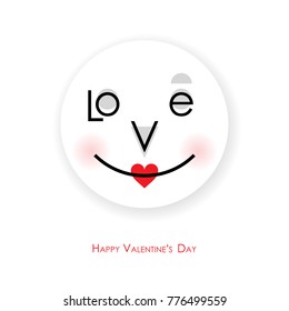 Modern vector valentine greeting card with love emoticon
